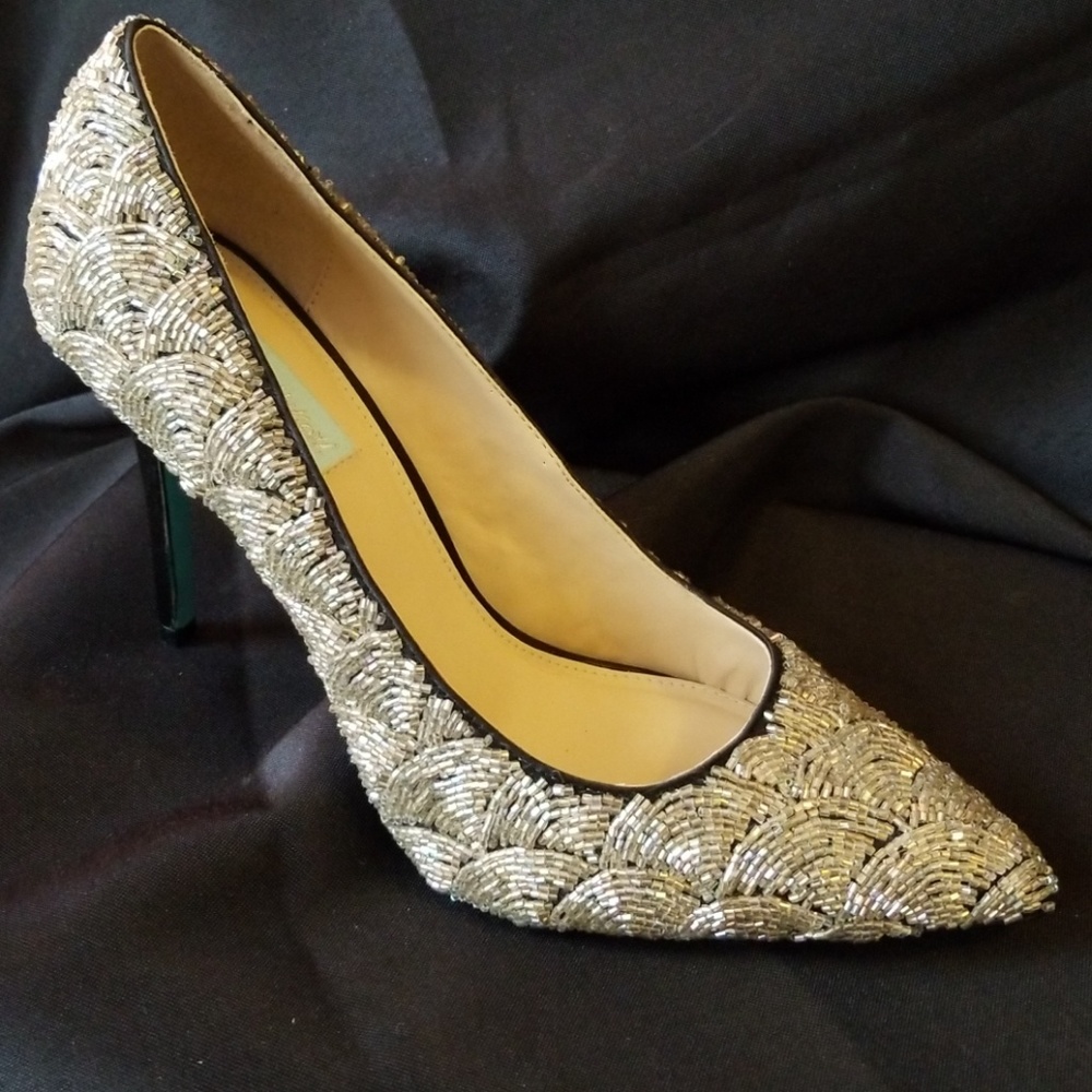 Betsey Johnson Beaded Satin Heeled